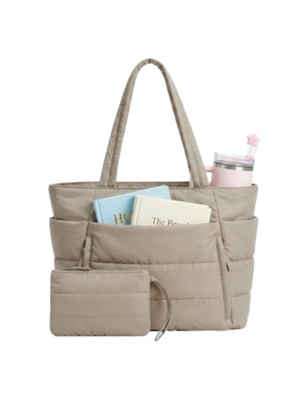 Nylon Puffer Tote Bag Lightweight Water Resistant Travel Gym Work